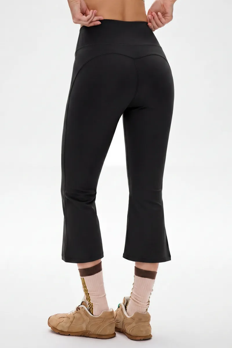 High-Waist Flared Capri Trousers