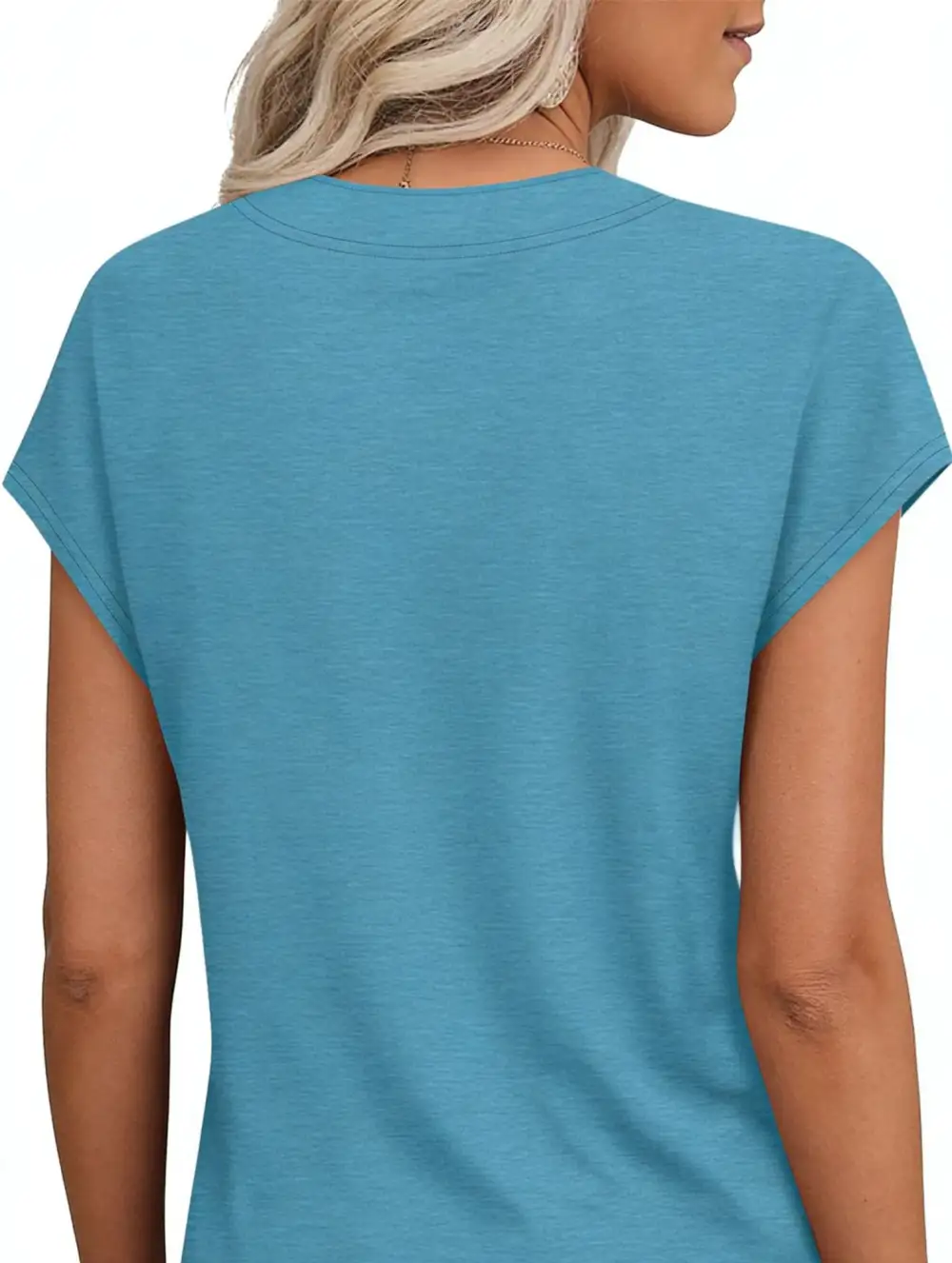 Textured V-Neck Short Sleeve Top