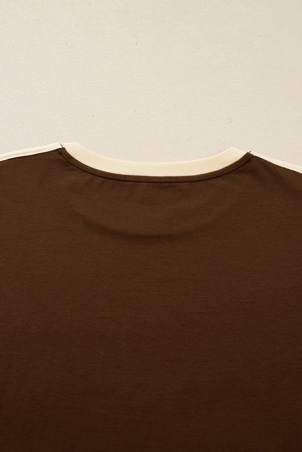 Dark Brown Varsity Striped Accent Tee