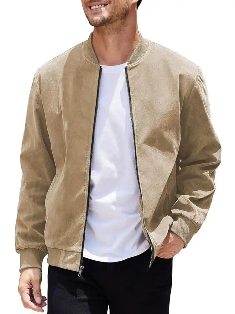 Vintage Suede Bomber Jacket