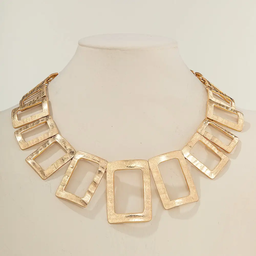 Textured Heart Bib Statement Necklace
