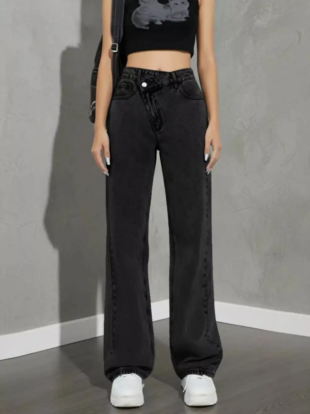 Front-Closure High-Waist High-Rise Denim Jeans
