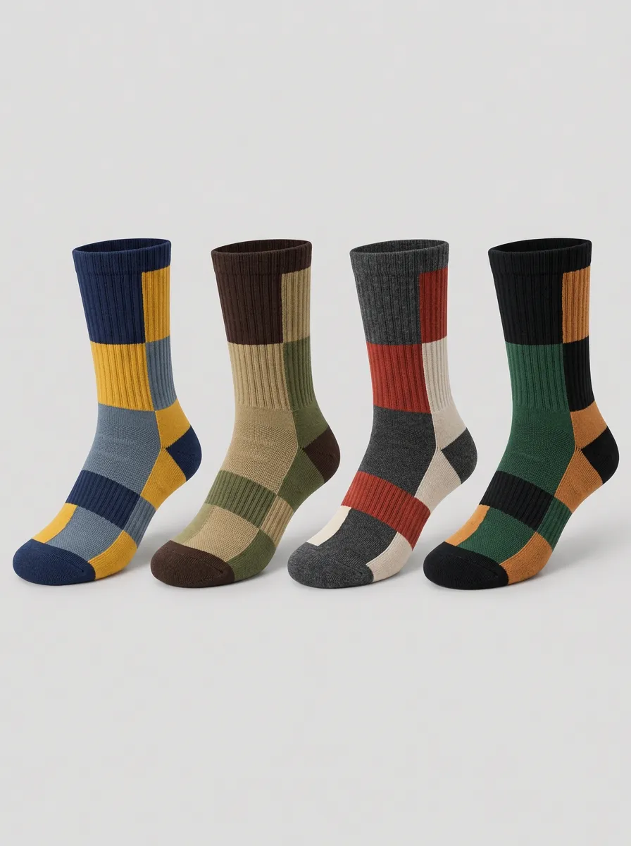 Men's Colorblock Patterned Crew Socks 4-Pack