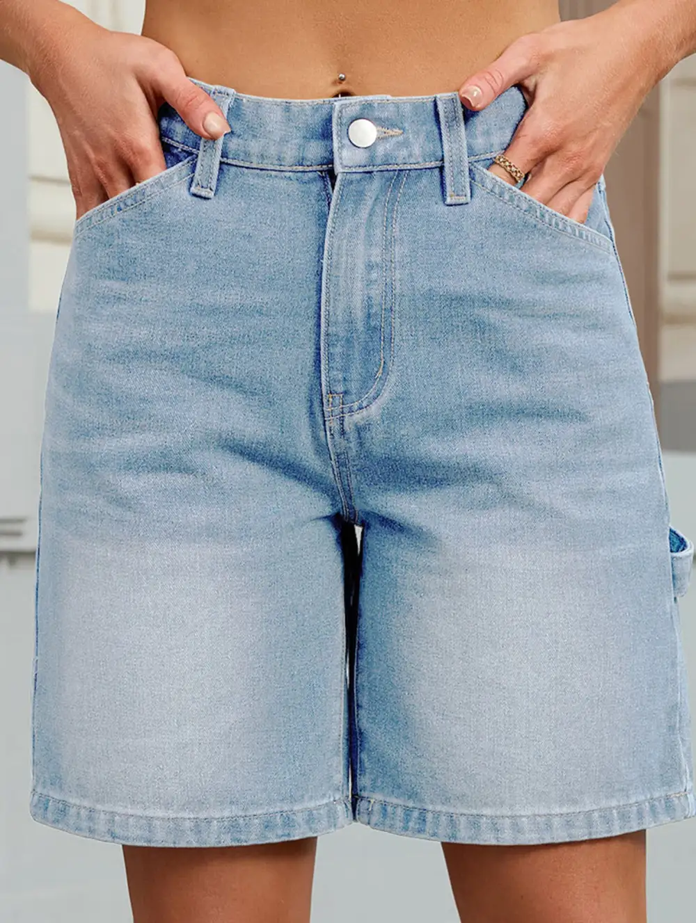 Washed Denim Shorts