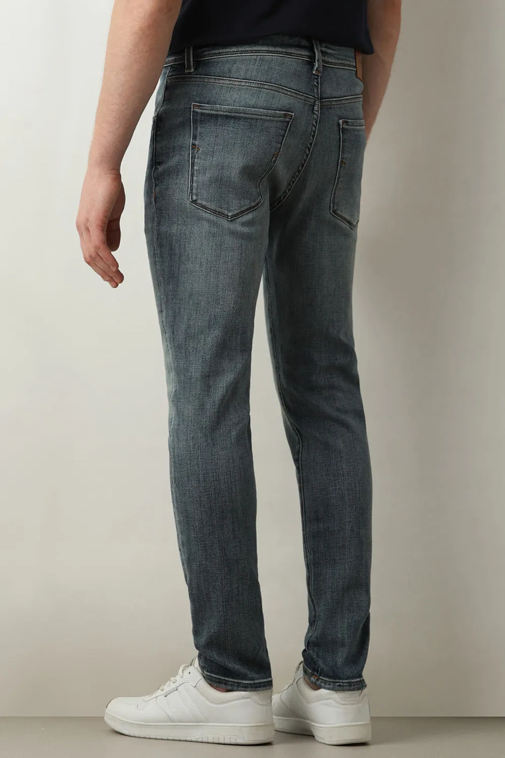 Blue Mid Rise Casual Slim Fit Jeans-Wash blue