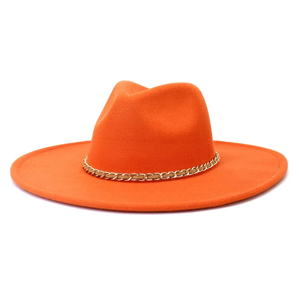 Camel Chain Big Brim Peach Heart Top Hat