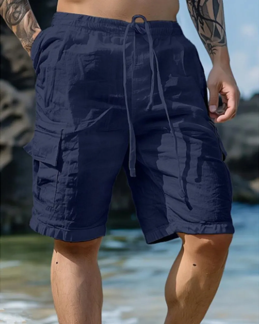 Cotton Linen Utility Shorts