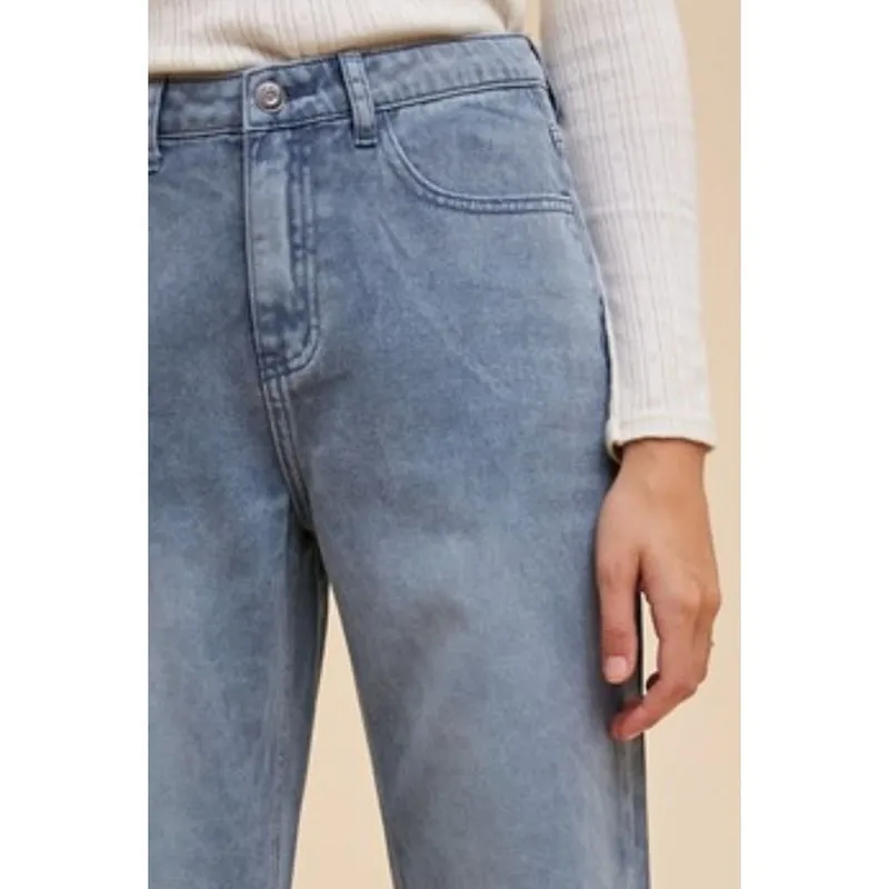 Distressed Raw-Hem Jeans