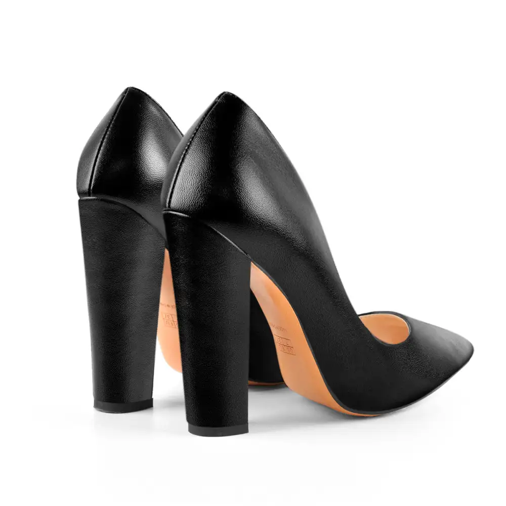 Pointed Toe Chunky Heel Pumps