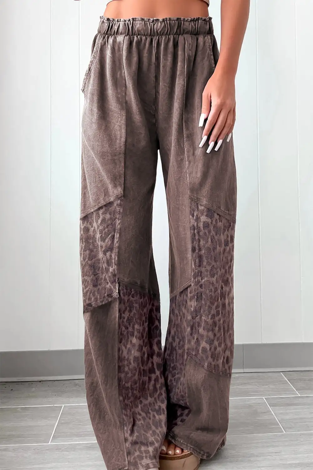 Wash Leopard Patchwork Loose Trousers