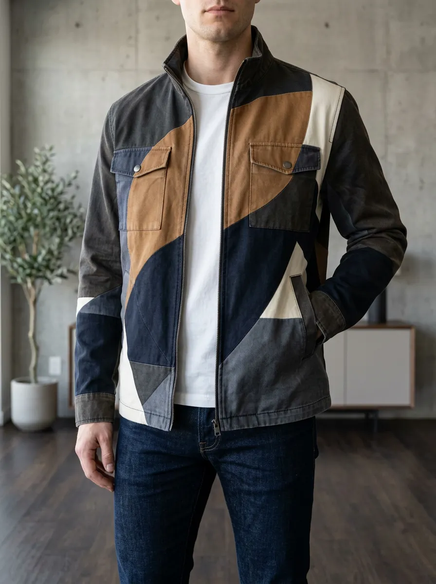 Men's Geometric Colorblock Rugged Escape Jacket