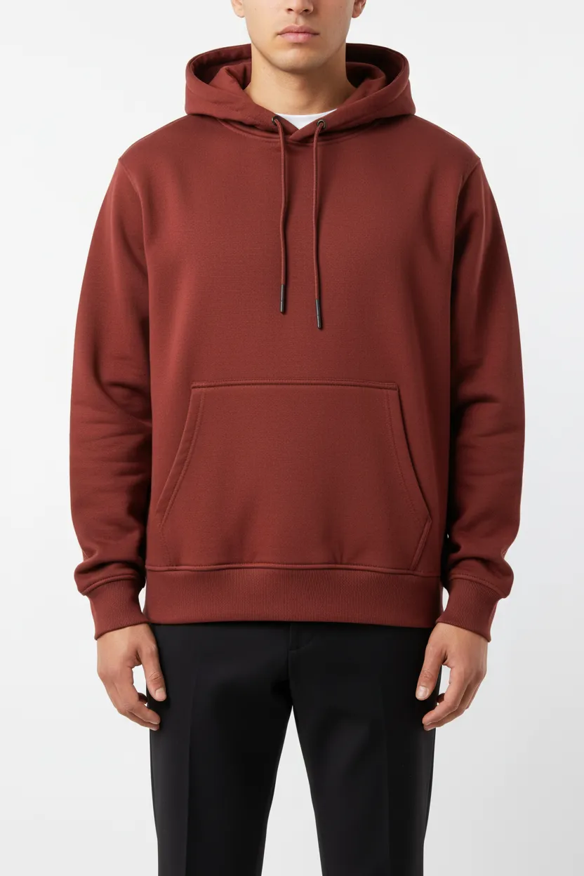 Structured Regular Fit Cotton Ribbed Hooded Pullover Hoodie
