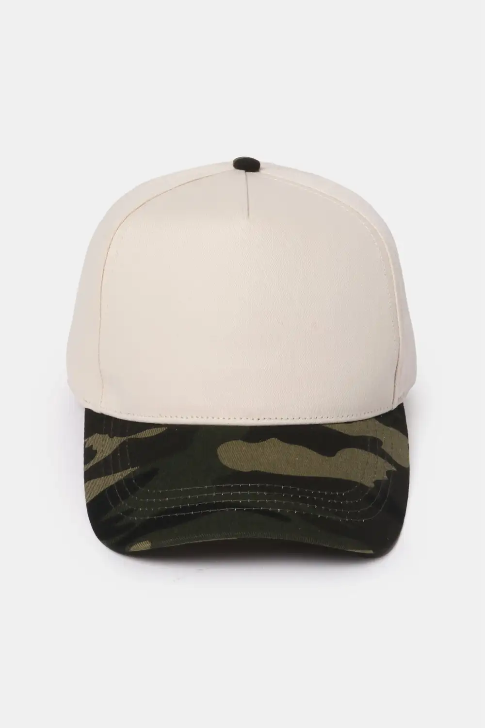 Classic Camo Print Two Tone Five Panel Camo Panel Baseball Cap