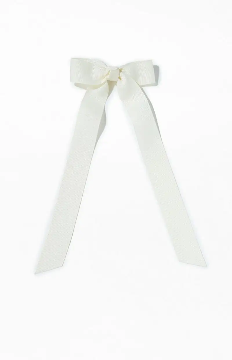 LA Hearts Cream Ribbed Single Loop Bow Barrette