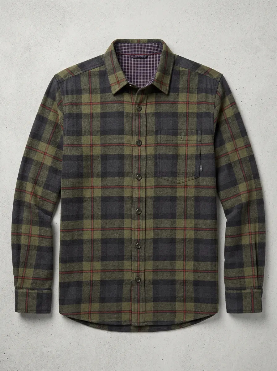 Men's Training-Inspired Plaid Printed Flannel Shirt