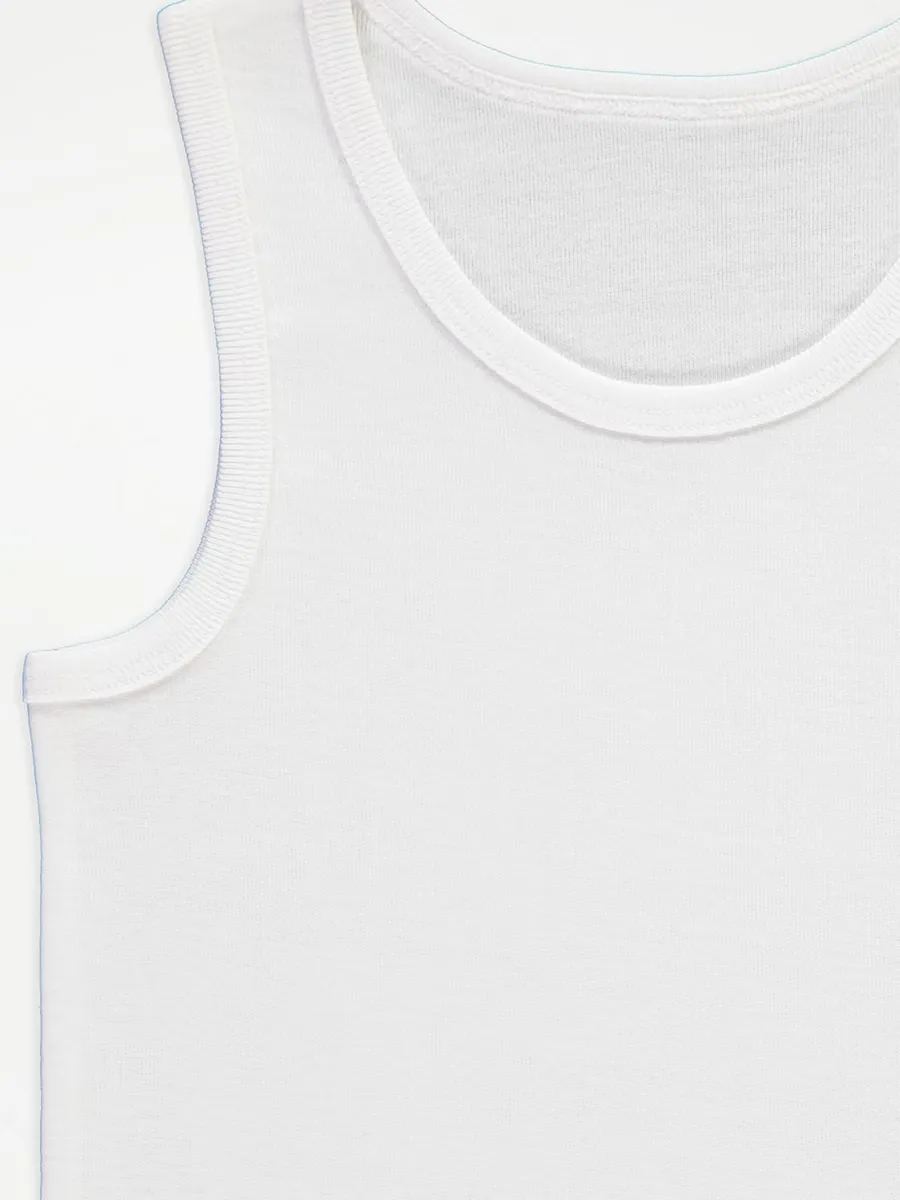 White Ribbed Vests 10 Pack