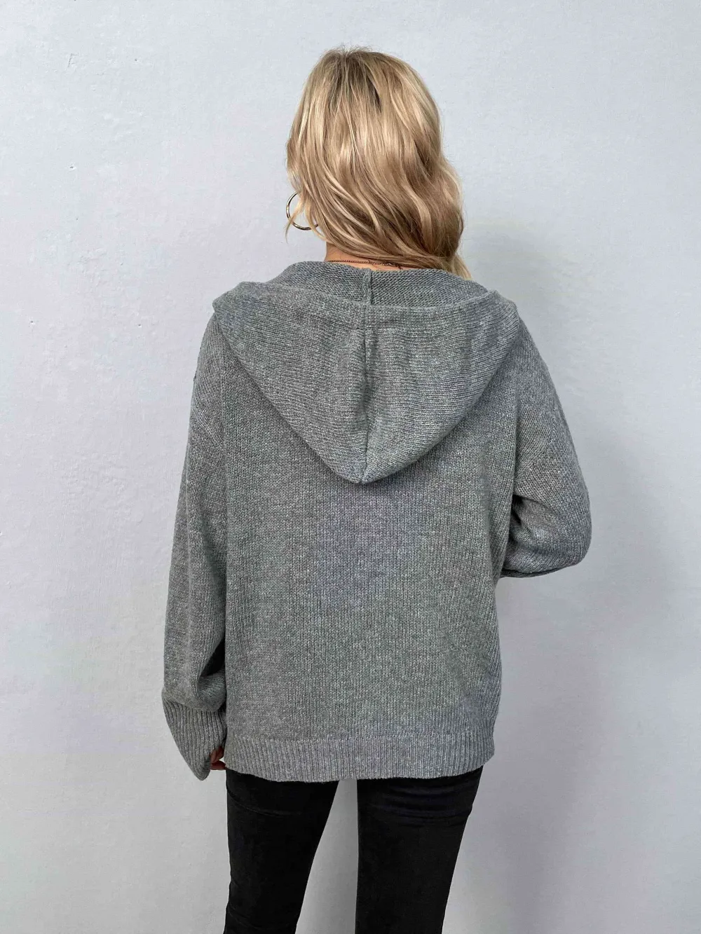 Hooded Button Front Sweater