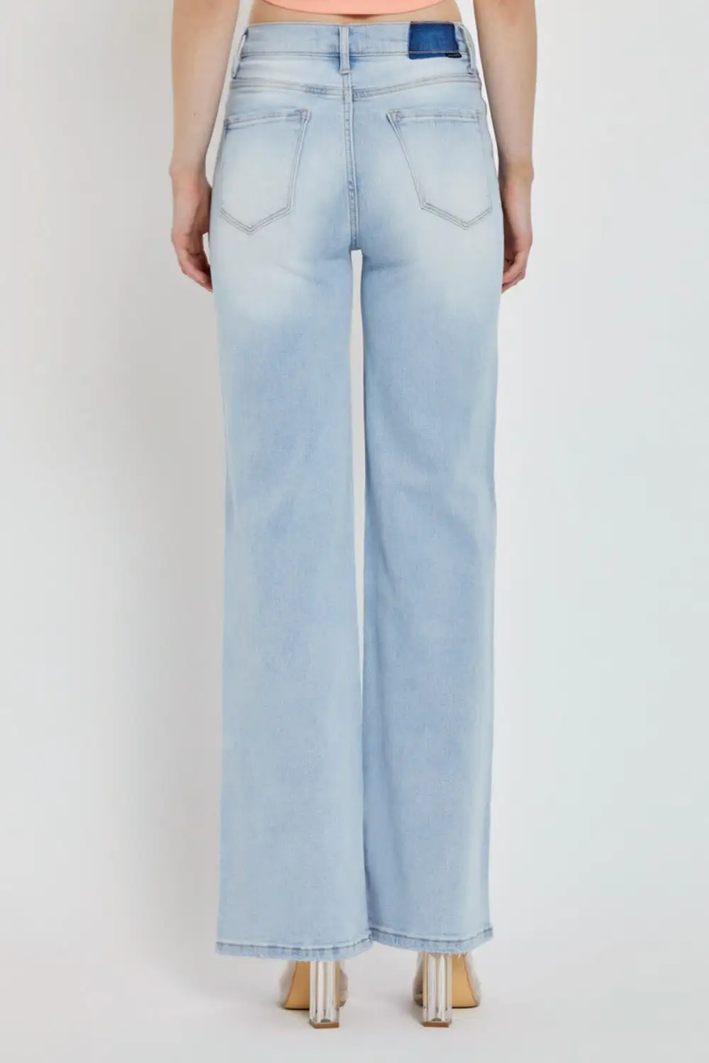 Wide Leg Dipped Front Waist Denim Jeans
