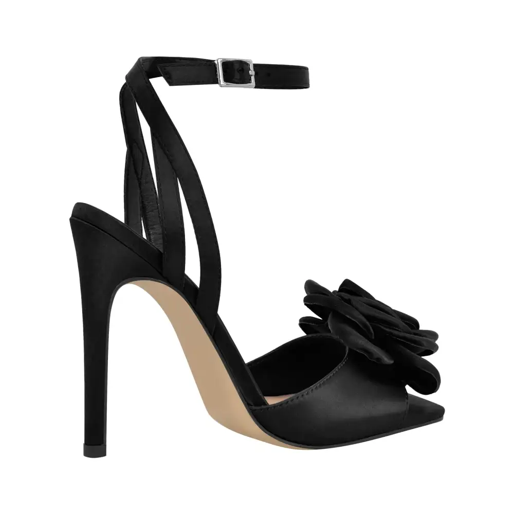 Square Toe Flower Ankle Strap Sandals