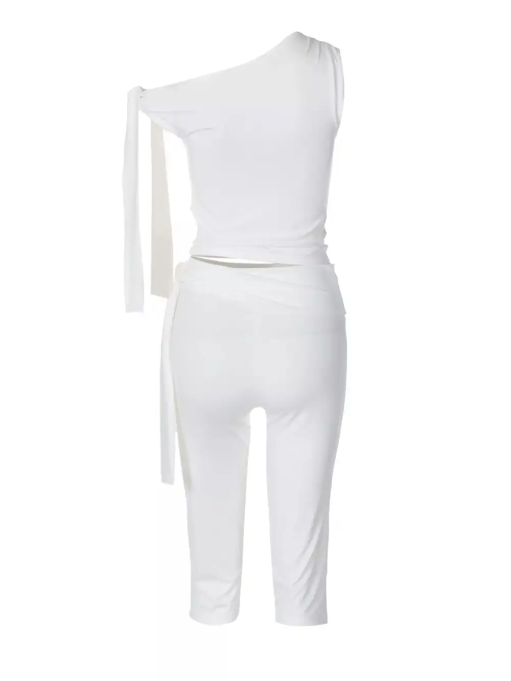 Tied One Shoulder Top and Capris Set