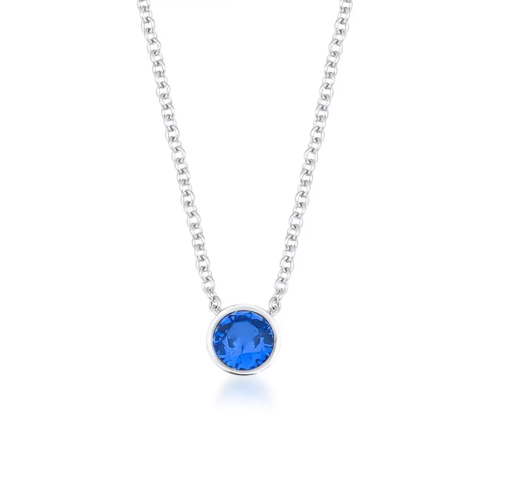 Dainty Bezel Set Solitaire Sapphire Necklace
