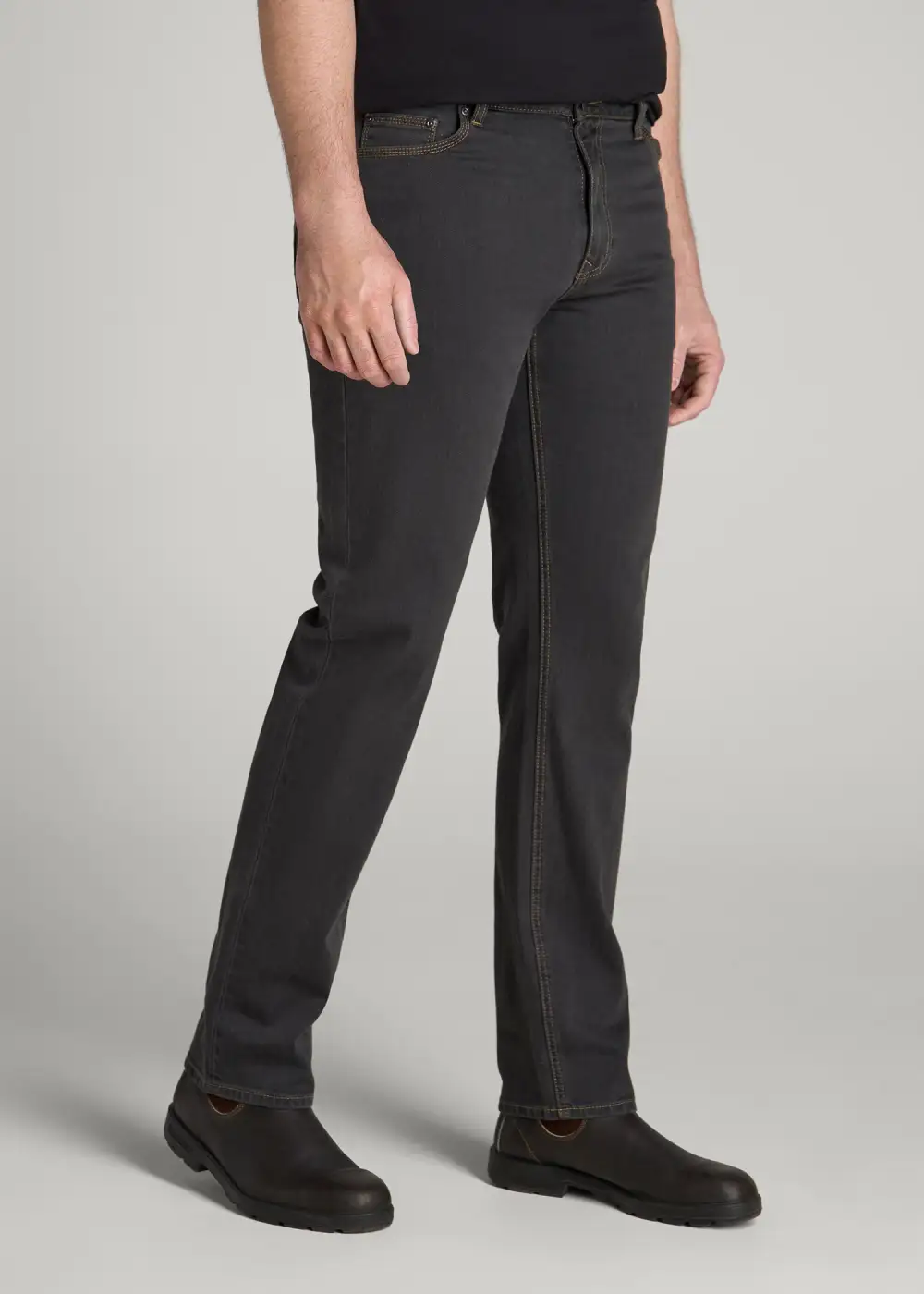 Men's Textured Straight Leg Cotton Stretch Jeans