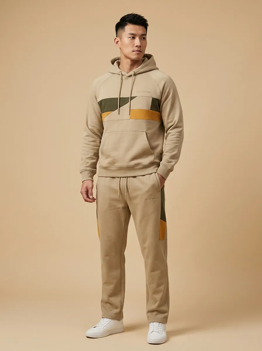 Men's Casual Minimalist Colorblock Print Jogger Set