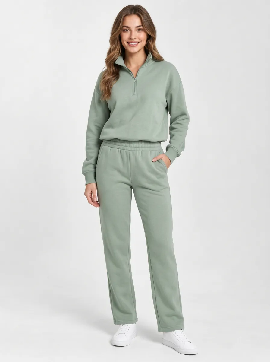 Women's Active Ease Quarter Zip Pullover Sweatpants Set
