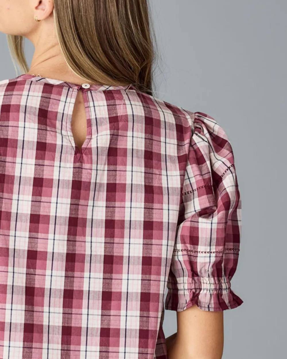 Plaid Short Sleeve Blouse