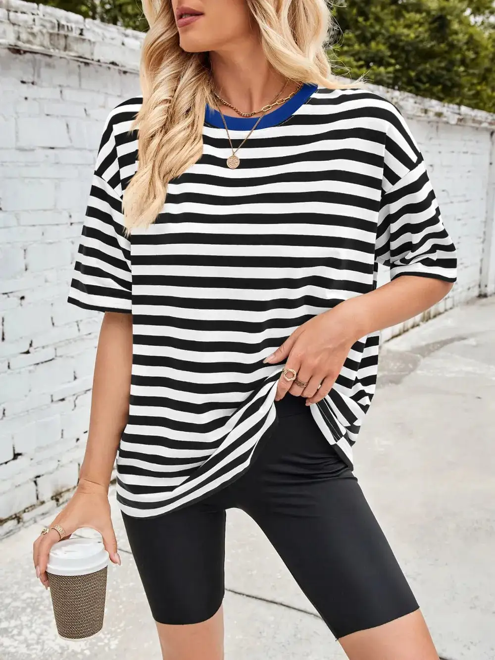 Striped Round Neck Half Sleeve T-Shirt