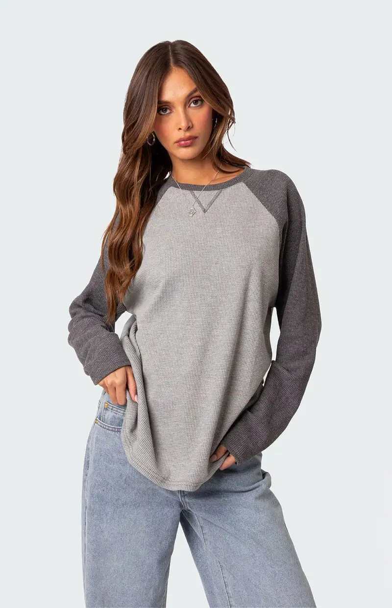Edikted Me Time Oversized Waffle Top