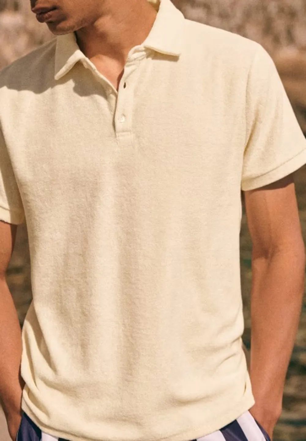 Light Blue Pearl Button Placket Polo Shirt