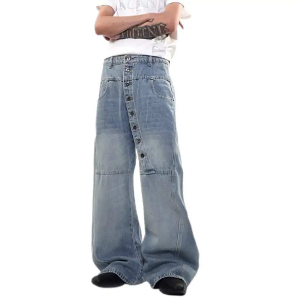 Wide Leg Seam Detail Denim Jeans