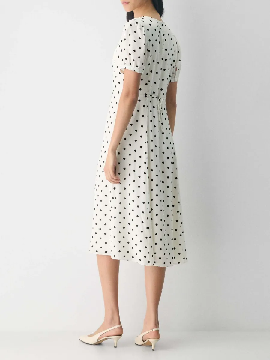 Polka Dot Midi V-Neck Dress