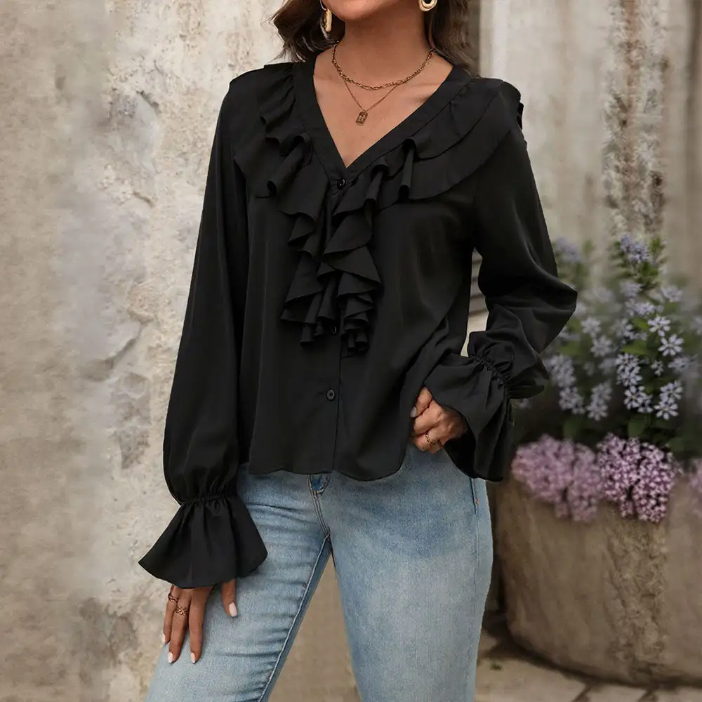 Modern Romance Ruffled V-Neck Blouse