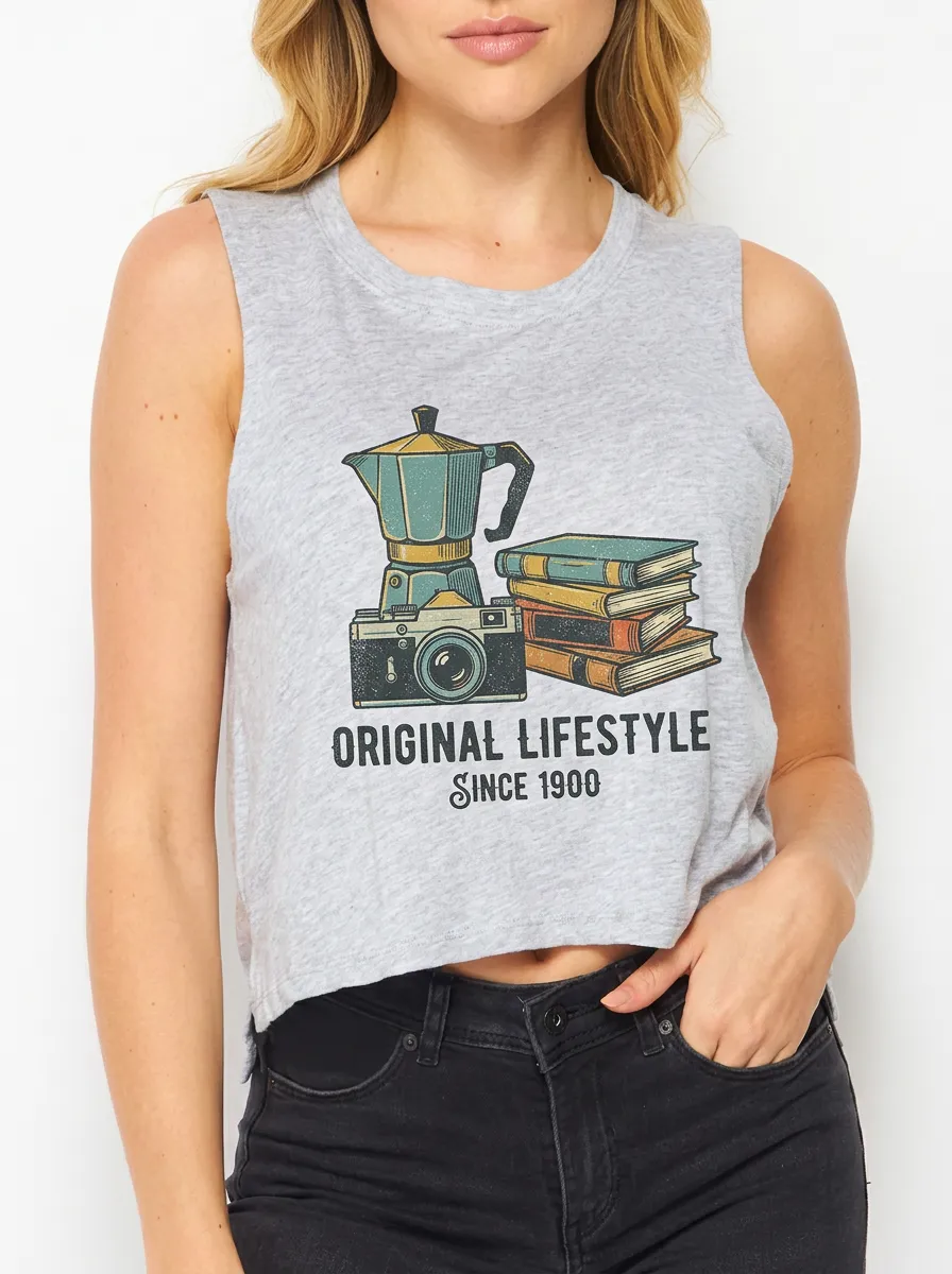 Women's Coffee Book Camera Lover Original Lifestyle Printed Tank Top