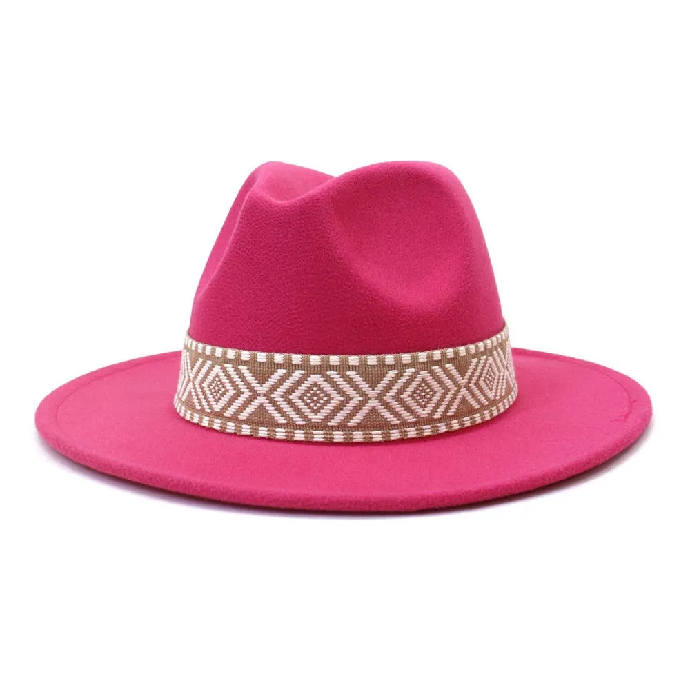 Belt Retro Flat Fedora Hat