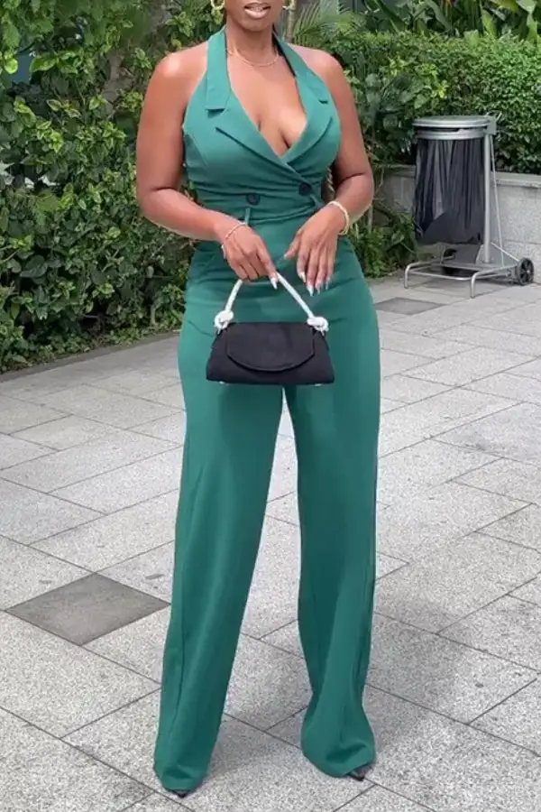 Halter Belted Sleeveless Jumpsuit