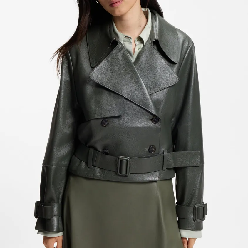 Leather Double-Breasted Women's Jacket