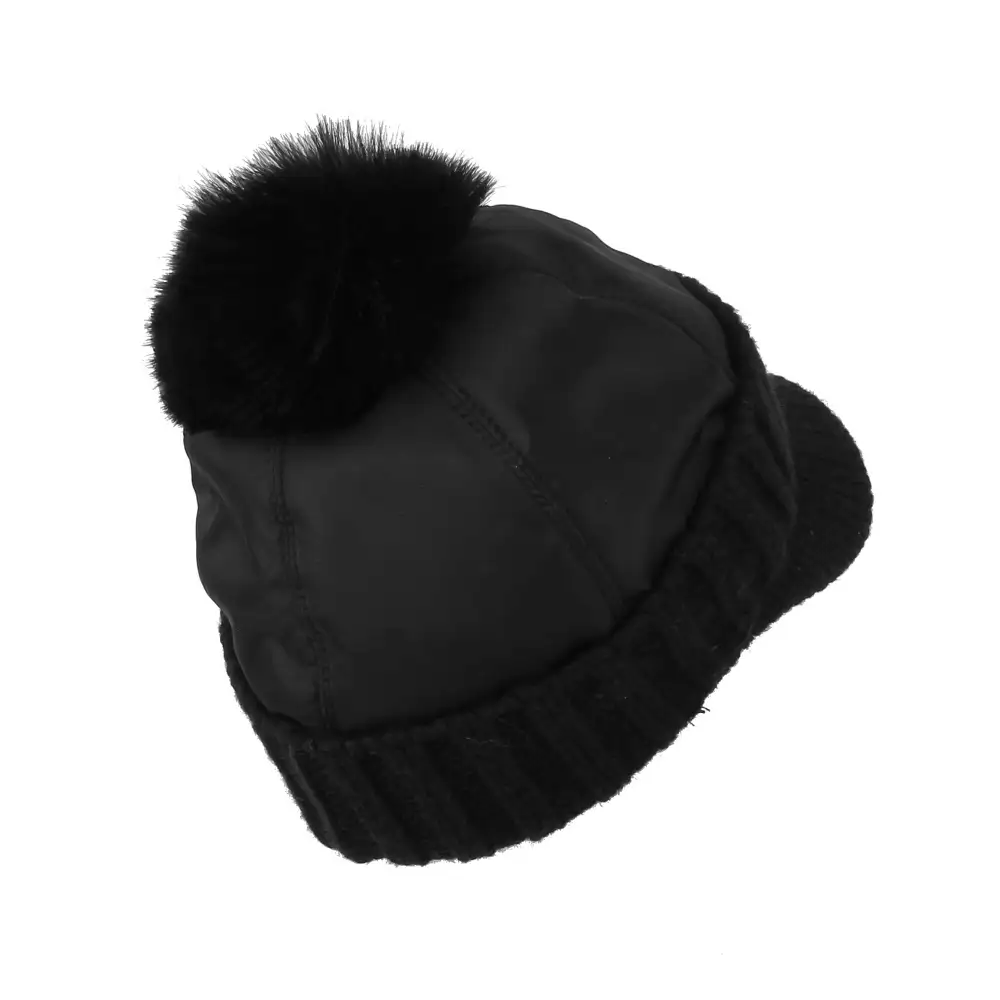 Knit Pom Pom Fleece Sun Visor