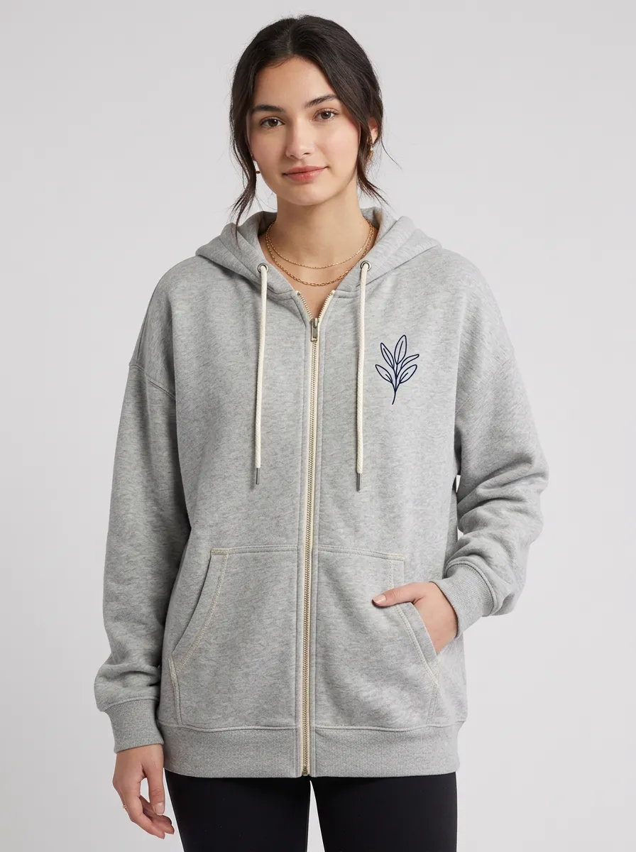 Women's Botanical Leaf Graphic Casual Hoodie