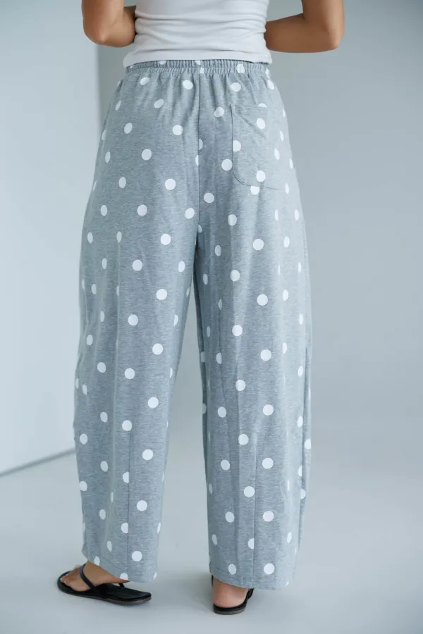 Polka-Dot Elastic-Waist Wide-Leg Sweatpants