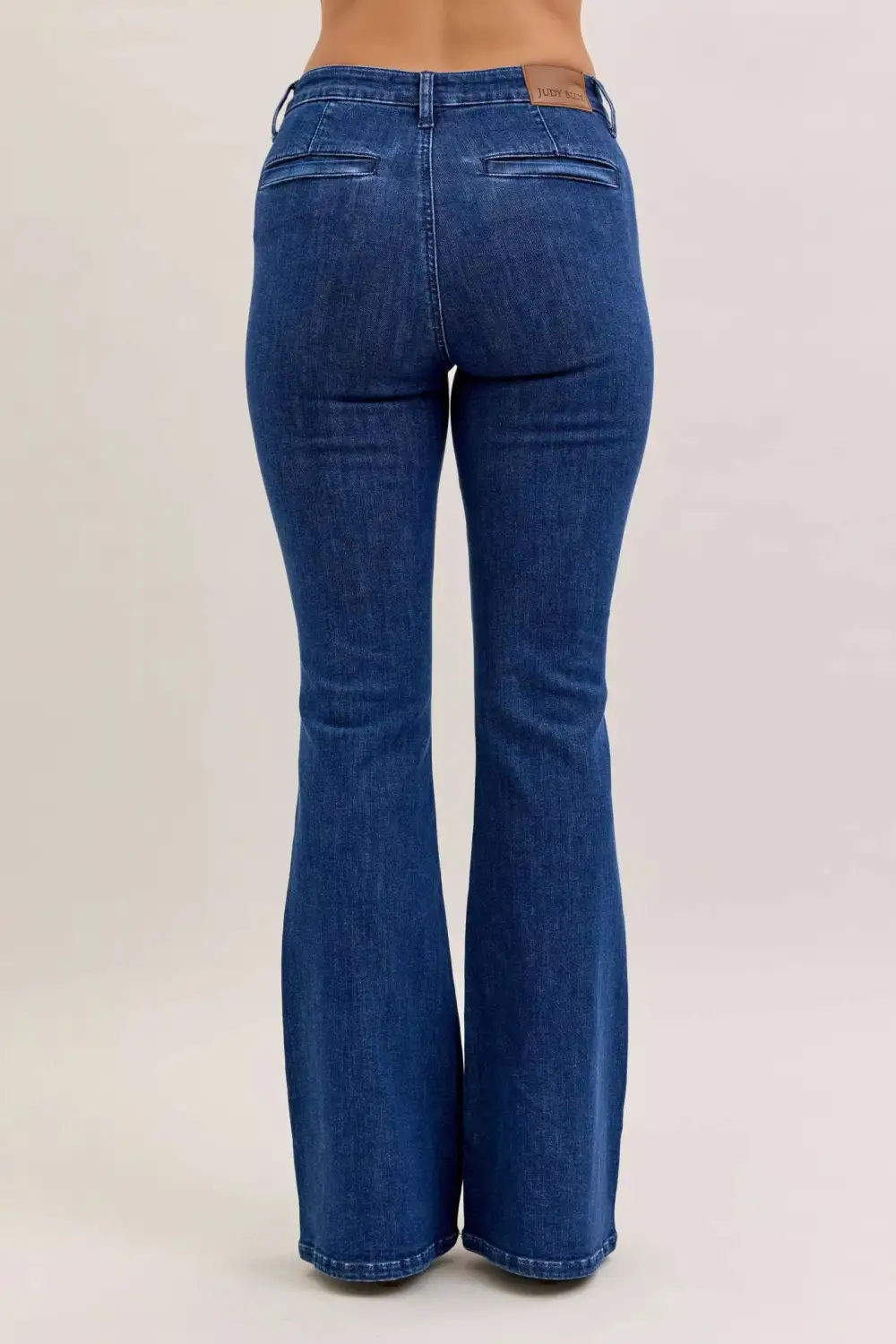 High Waist Flare Leg Pocketed Denim Jeans