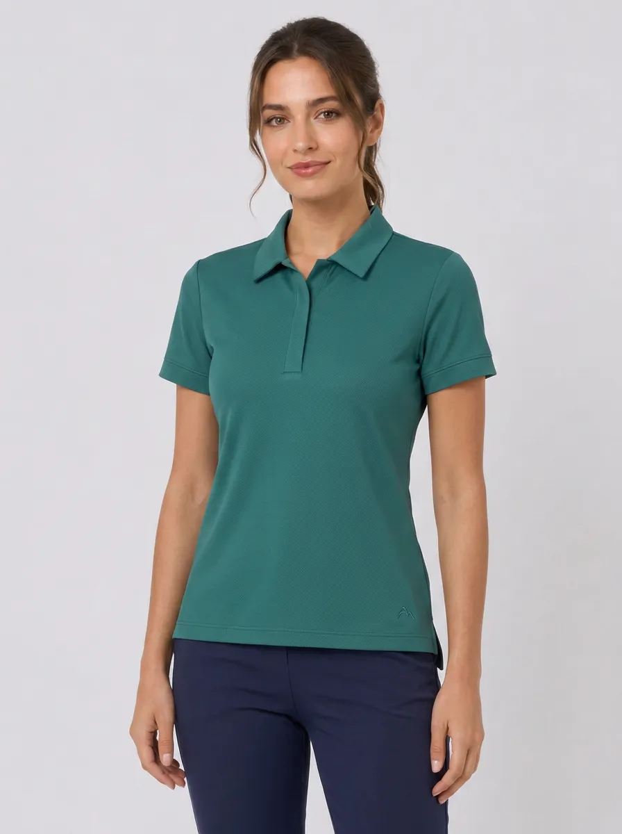 Women's Casual Solid Green Plain Printed Polo Shirt