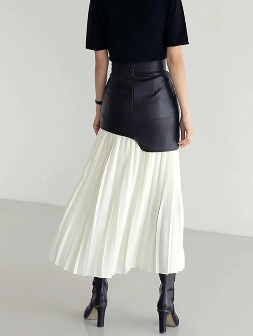 Patchwork Pleated Maxi Skirt