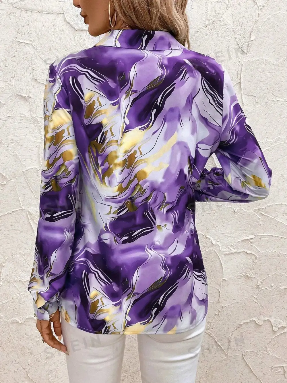 Satin Marble Print Shirt