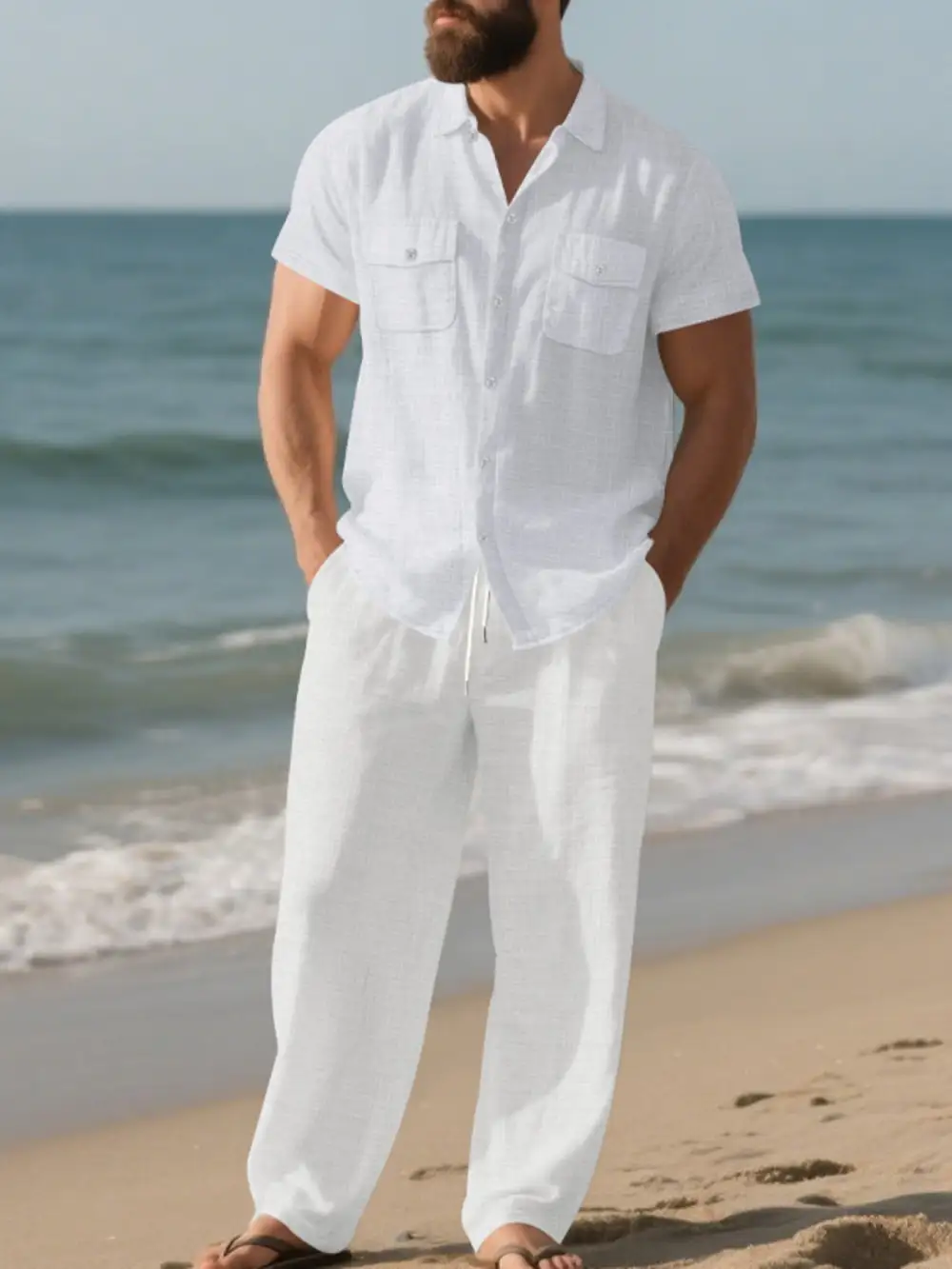 Men's Full Size Casual Button Up Shirt and Pants