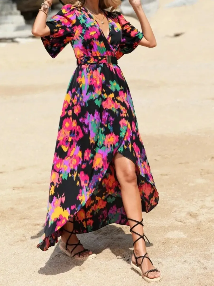 Surplice Neck Maxi Dress