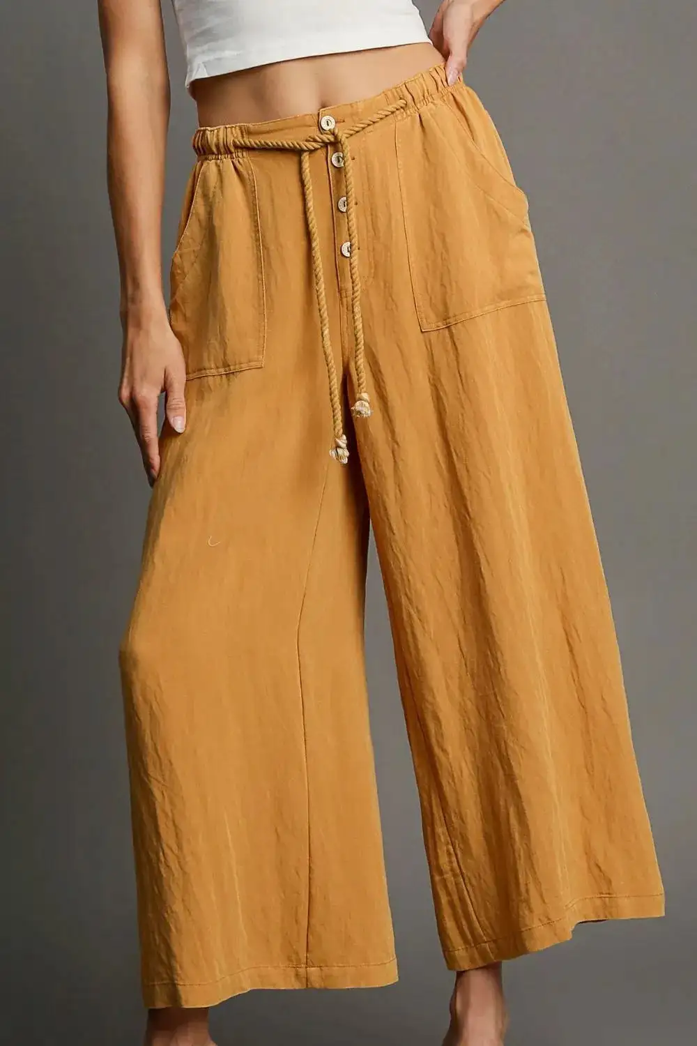 Pocketed Drawstring Pants