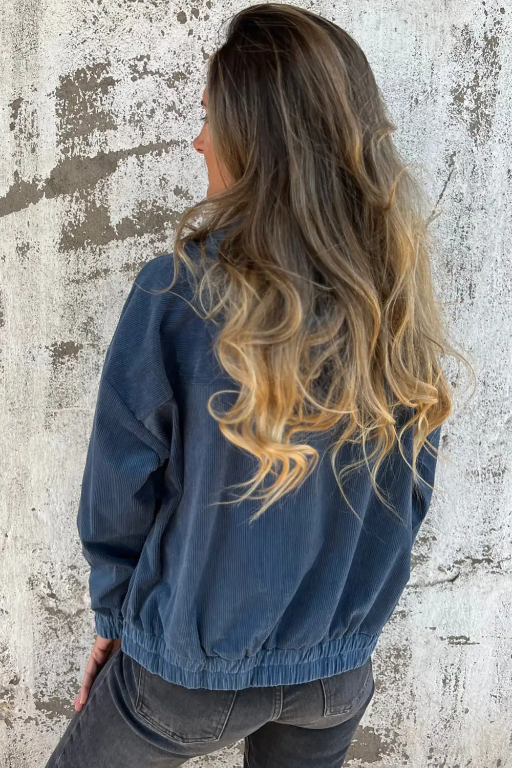 Corduroy Drawstring Pocket Hooded Jacket